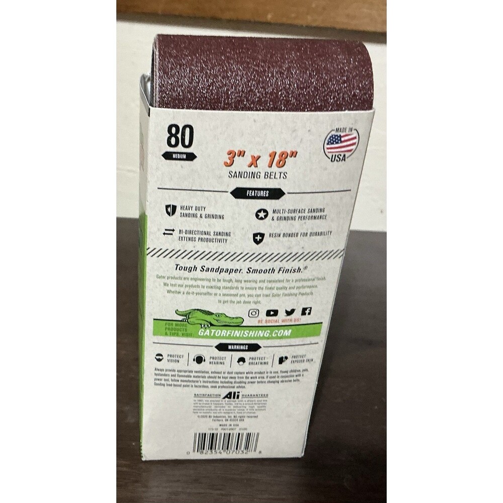 5-pack Gator 3” X 18” 80 Grit Remove sanding belts - Picture 3 of 4